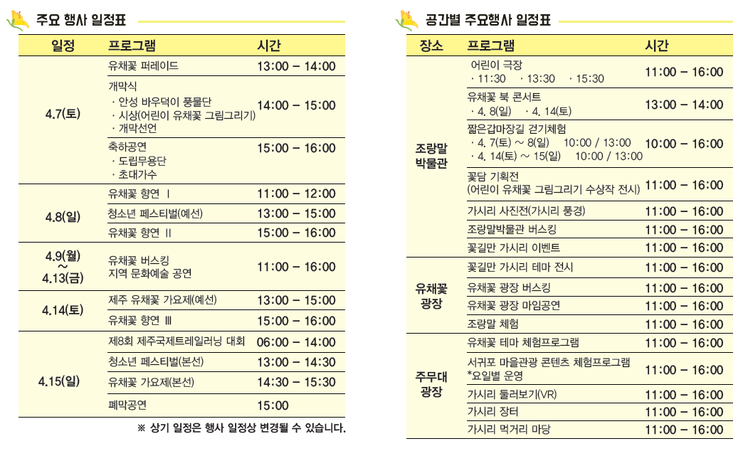 제주도 유채꽃 명소 2018 제주유채꽃축제 일정