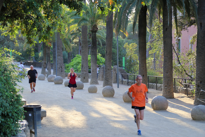 모자이크 도마뱀 조각으로 유명한, 가우디가 설계한 바르셀로나의 명소인 구엘 공원(Park Güell)