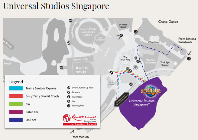 싱가포르 유니버셜스튜디오 티켓, 가는법, 운영시간(지도)