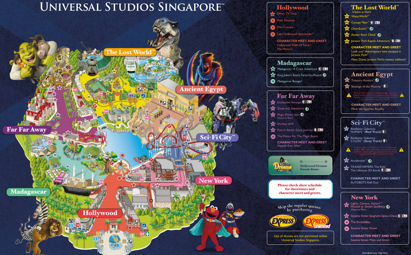 싱가포르 유니버셜스튜디오 티켓, 가는법, 운영시간(지도)