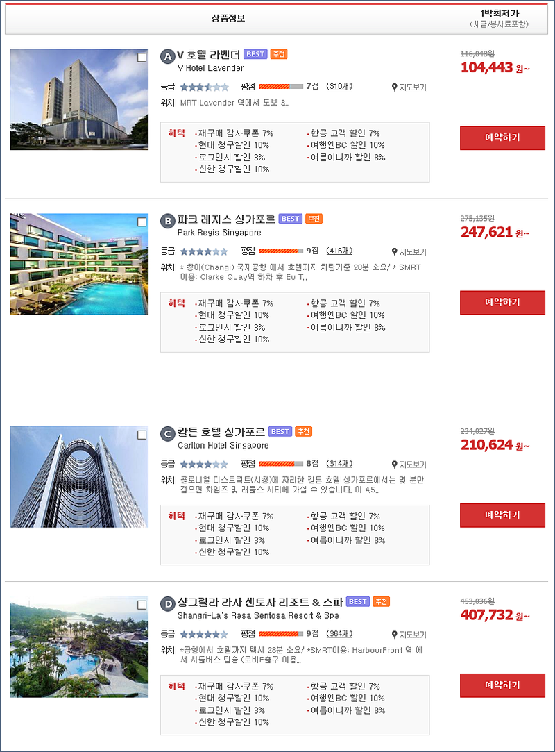 싱가폴자유여행 마리나베이샌즈호텔 일정 경비 계산