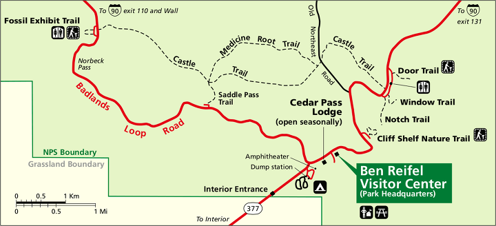 배드랜즈 국립공원(Badlands National Park)의 필수 입문코스인 도어트레일(Door Trail)의 황무지