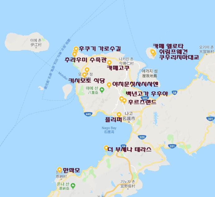 오키나와 렌트카 예약팁과 북부투어 코스 (지도, 맵코드)
