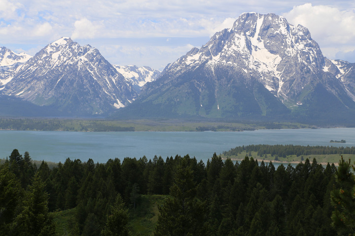 그랜드티턴(Grand Teton) 국립공원 잭슨호수(Jackson Lake)와 시그널마운틴(Signal Mountain) 풍경