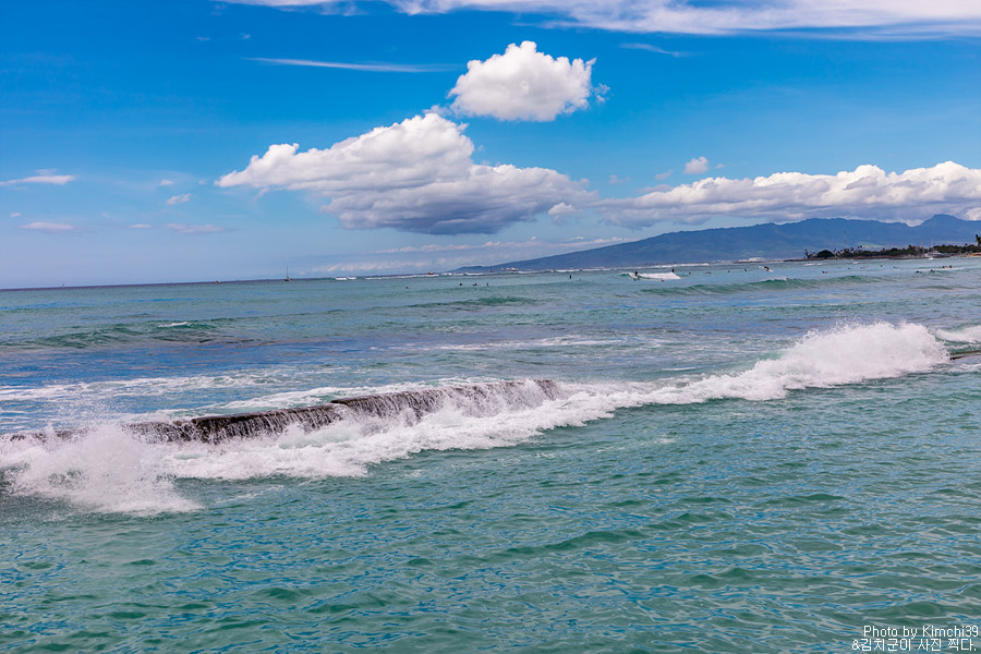 하와이 와이키키 비치, 바람부는 날의 해변 풍경
