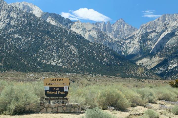 5년만의 가족 캠핑여행이었던 휘트니산(Mount Whitney) 입구의 론파인(Lone Pine) 캠핑장에서 1박