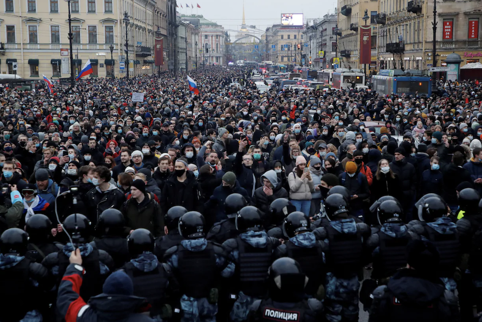 러시아 시위 나발니 석방 푸틴 사퇴 5천명 체포됨