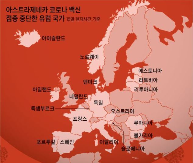 아스트라제네카 접종 중단 국가 23개국! 유럽만?