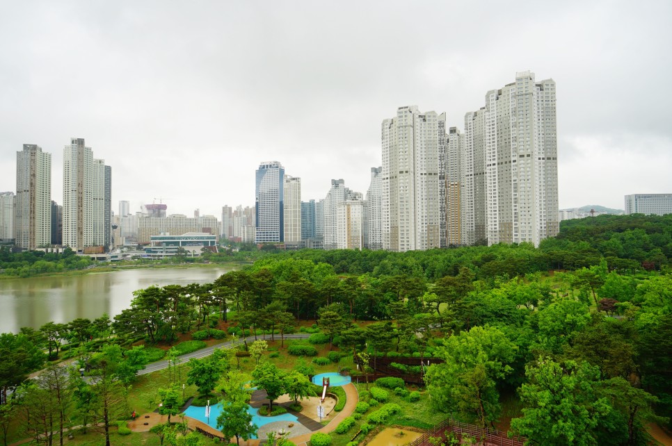 경기도 여행 수원 광교호수공원 산책로와 전망대 비오는날 드라이브