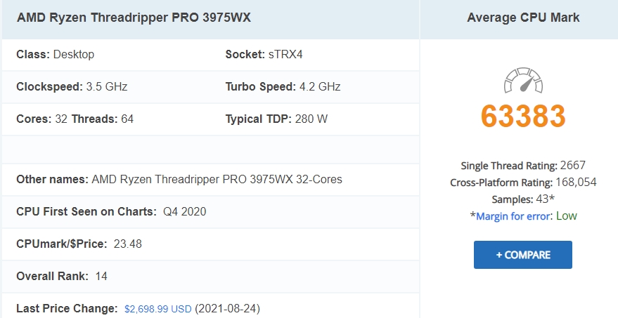 CPU 성능순위, AMD 인텔 마켓쉐어 10월기준