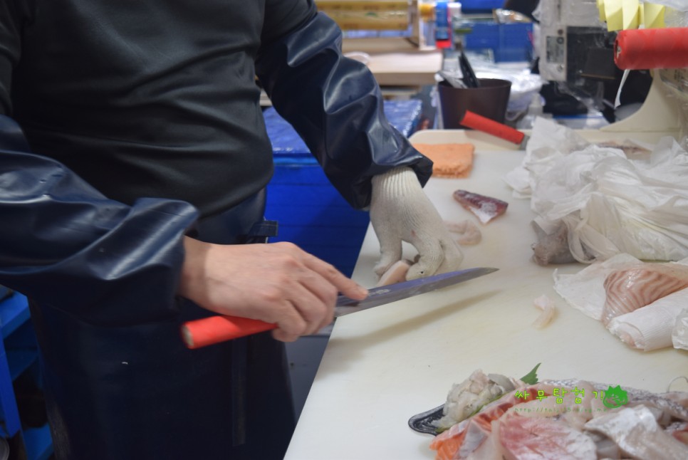 노량진 수산시장맛집 회배달 도다리 세꼬시 푸른바다