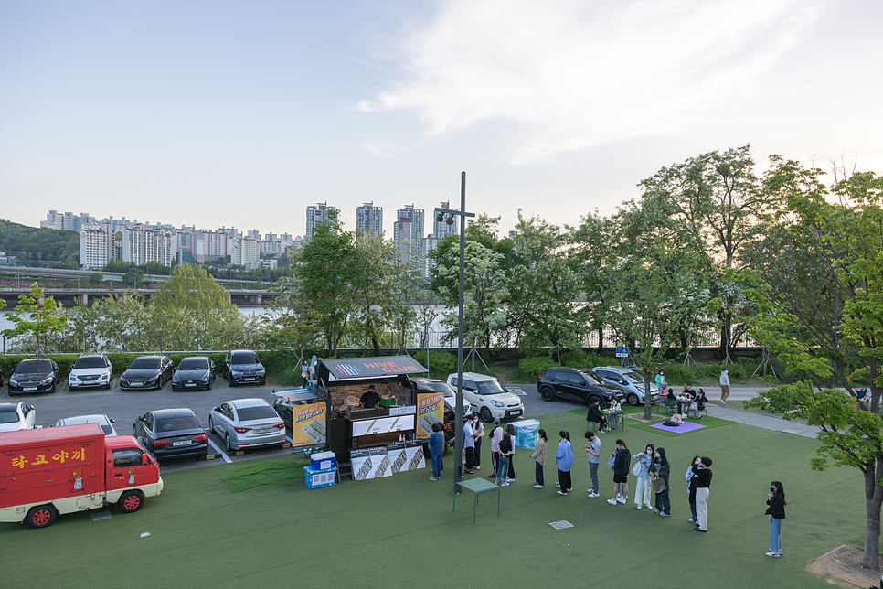 서울 데이트 노들섬 한강 공원 피자와 먹거리 노을 주차장