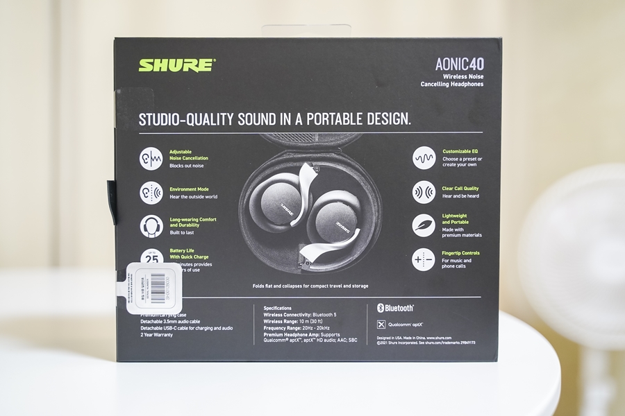 노이즈캔슬링 탑재 블루투스헤드폰, 슈어 SHURE AONIC 40