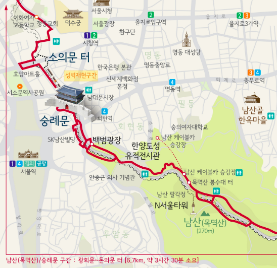 한양도성길 서울 남산 한양도성유적전시관