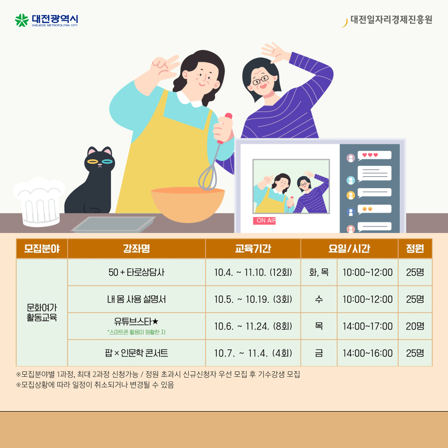 대전중장년지원센터, 2022년 3학기 교육생 모집
