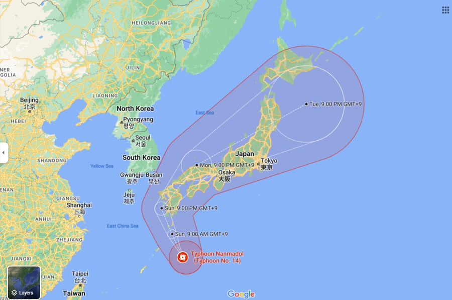 제14호 태풍 난마돌 예상 경로 예측 일본 규슈 상륙 위치 피해 조심