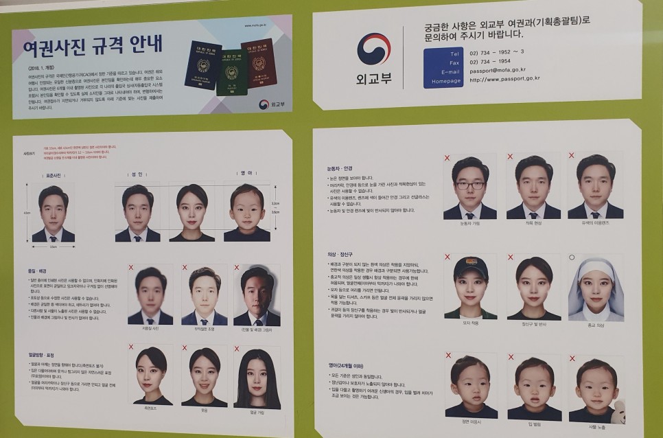신 여권발급 신청서류 및 여권 사진 규격