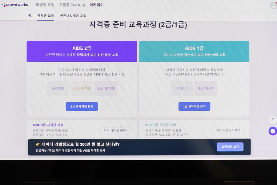 AI 인공지능 데이터라벨링 과정 크라우드웍스 AIDE 1, 2급 관련 정보