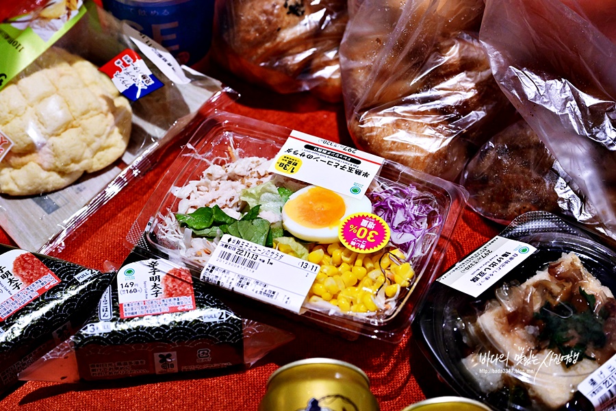 일본 편의점 털기 명란삼각김밥 샐러드 그리고 일본 벤토