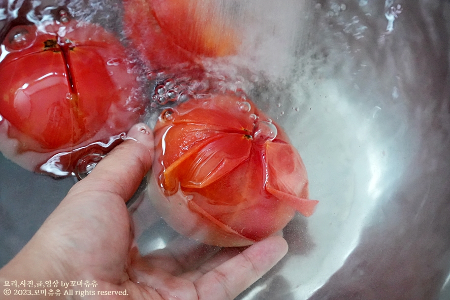 토마토쥬스 만들기 만드는법 아침 토마토주스 만들기 과채주스 토마토 요리 데치기