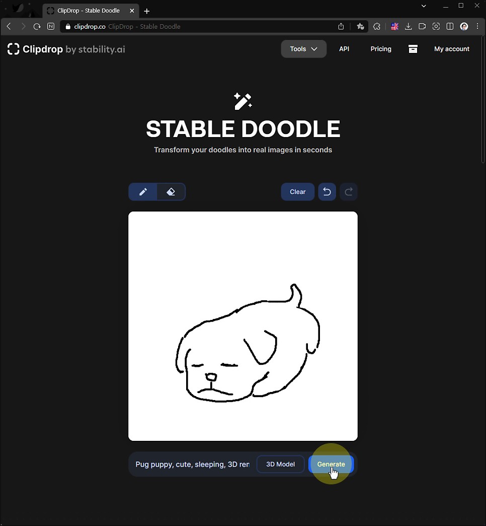클립드롭 새 기능, AI 그림 스테이블 두들(STABLE DOODLE)