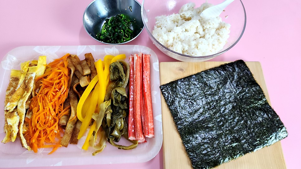 부추김밥 냉장고파먹기 김밥세트 집김밥 초등소풍도시락 야채김밥 부추요리