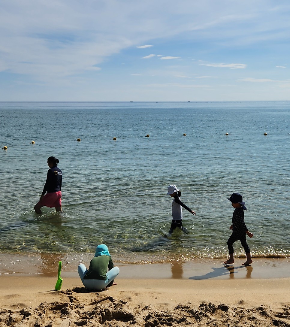 아이들이 놀기 좋은 동해바다 죽도 해수욕장