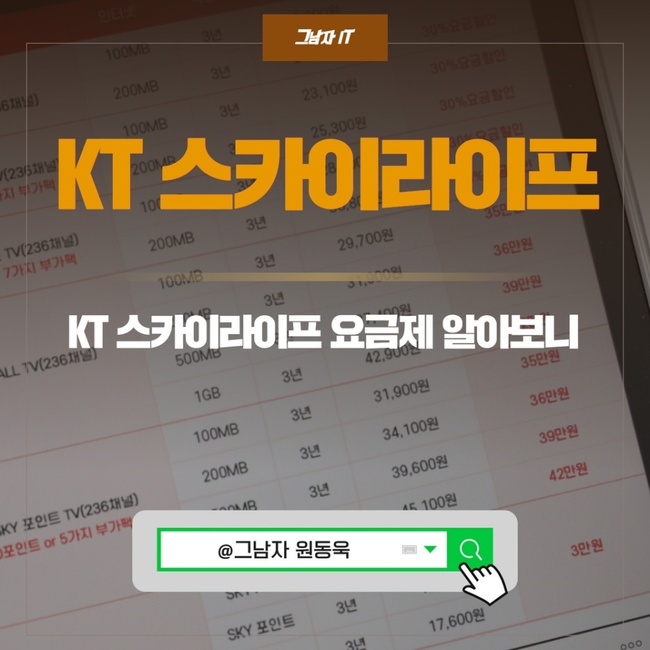 KT 스카이라이프 인터넷 요금제 알뜰선택 방법