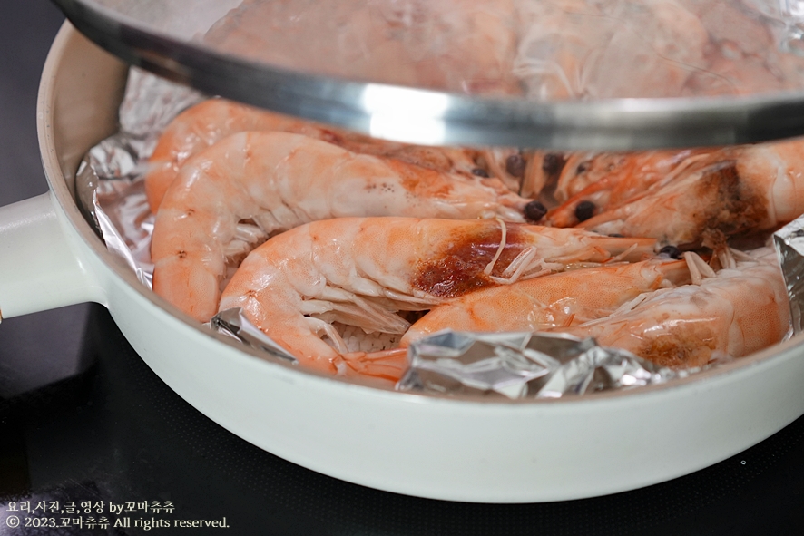 냉동 새우소금구이 시간 후라이팬 소금 새우구이 하는법 흰다리 새우 요리 냉동 새우 손질법