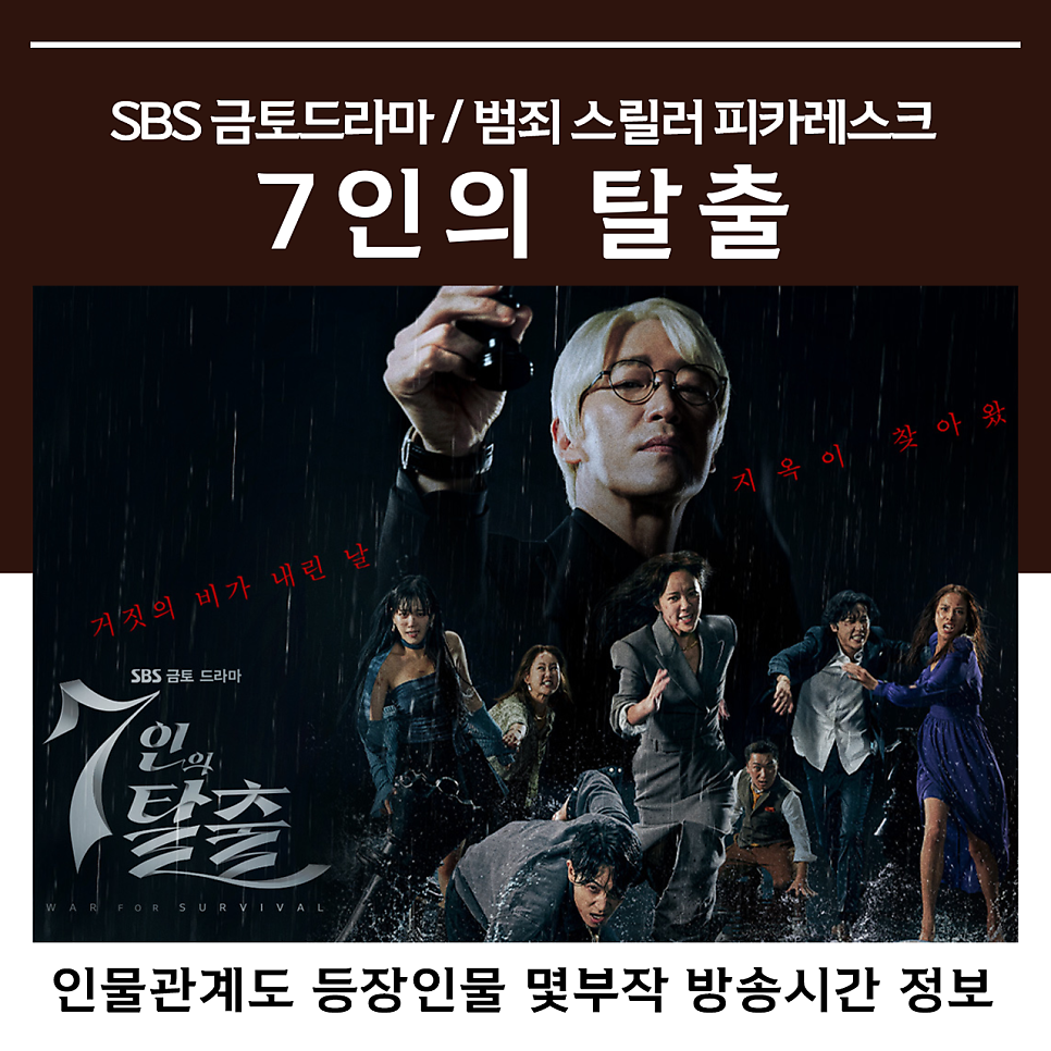 7인의 탈출 몇부작 등장인물 인물관계도 정보 SBS 금토드라마
