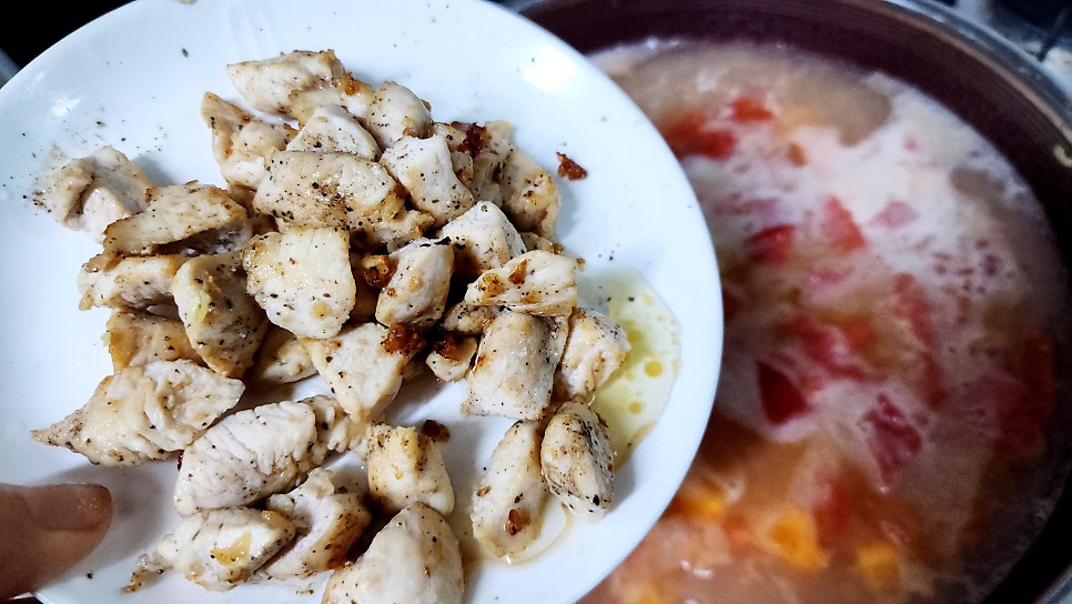토마토스튜 만들기 파프리카가루 치킨스튜 건강식단 다이어트식 닭가슴살구이