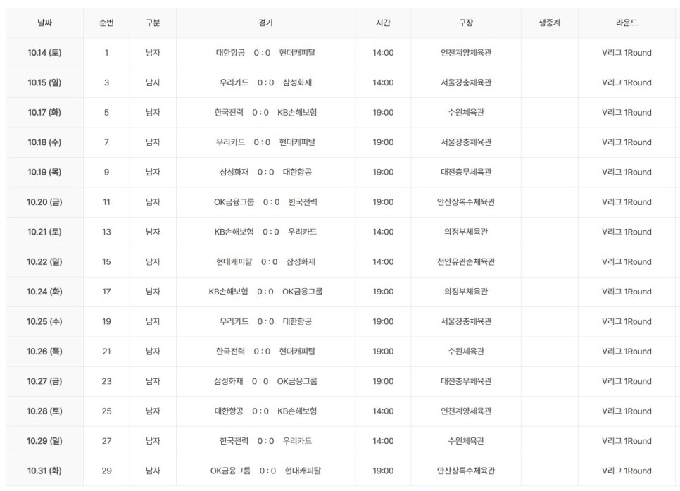 23-24 V리그 개막 일정 국내 프로 배구 남자배구 여자배구