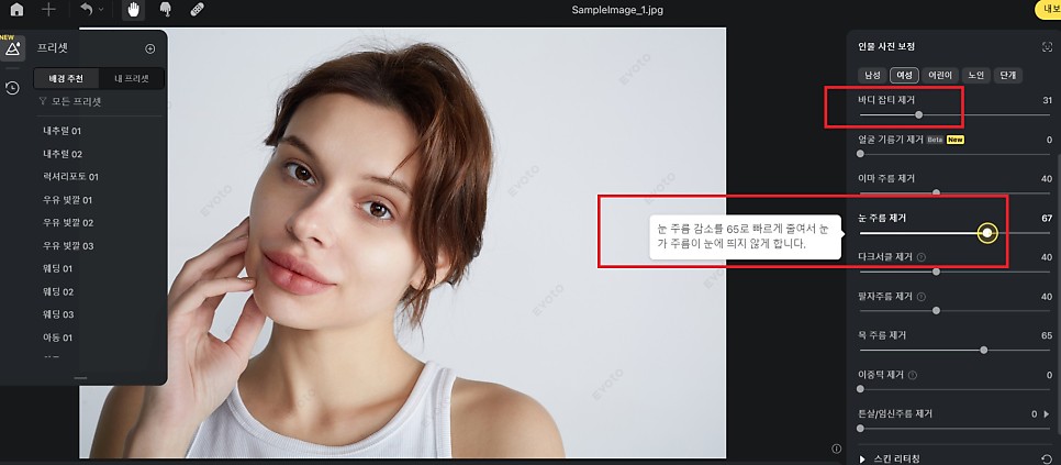 인물사진 보정 Evoto AI (이보토) 인공지능 사진편집 피부, 주름 클릭 한번에 해결