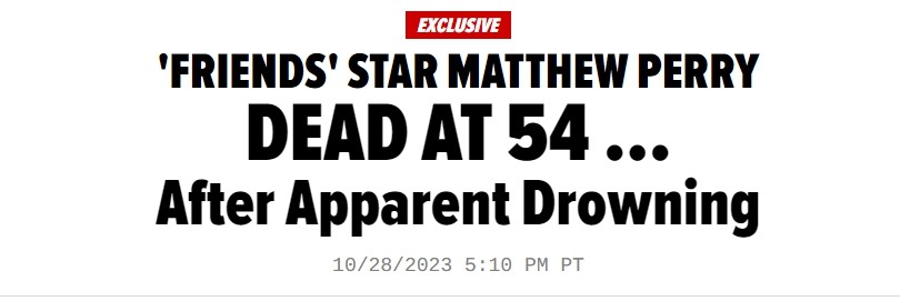 미드 프렌즈의 챈들러 역의 배우 매튜 페리 자택 욕조에서 익사 향년 54세로 사망하셨다고 합니다.ㅠㅠ