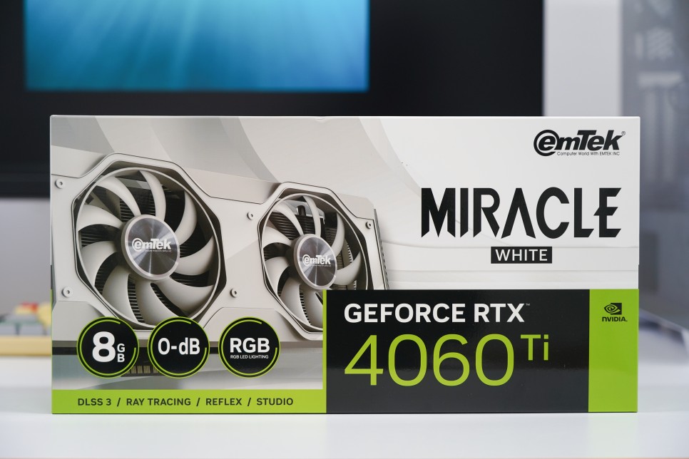 이엠텍 엔비디아 지포스 RTX4060Ti MIRACLE WHITE D6 8GB GPU 성능 후기, 컴퓨터 외장 그래픽카드 추천!