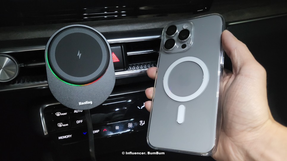 맥세이프 차량용 거치대 애플 아이폰 15W 코딩 맥인카 고속 무선충전기