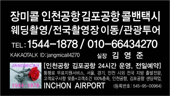 인천공항 김포공항 JM장미콜밴 택시 가격 후기
