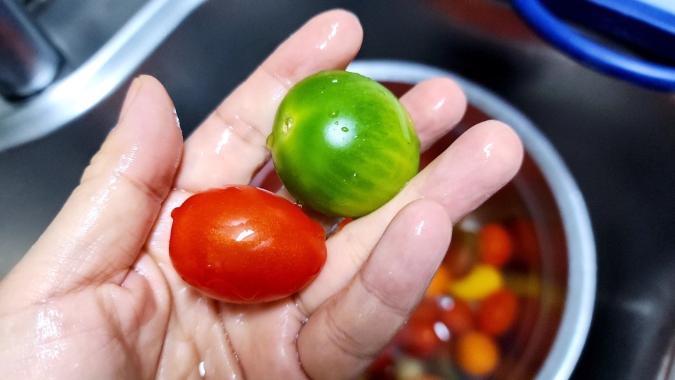 방울토마토 절임 바질잎 더한 토마토 마리네이드 항산화음식 샐러드 요리