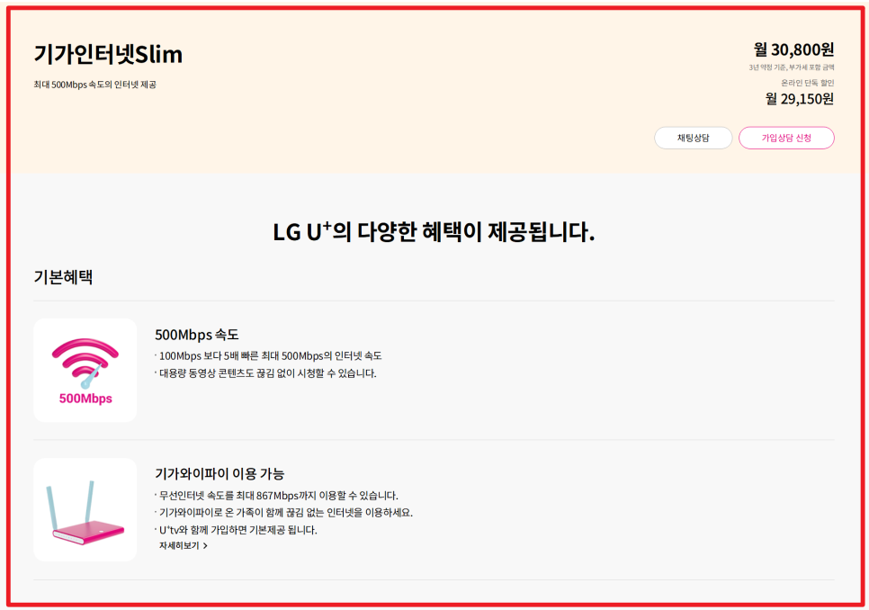 LG 유플러스 인터넷 요금제 종류 정리