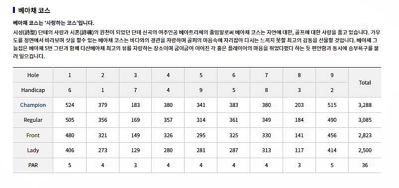 강진 다산베아체CC 다산베아채 남해안의 진주 골프장