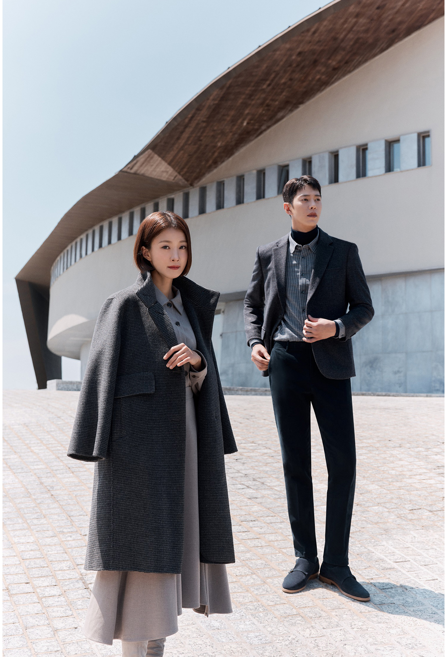 피에이티(PAT) 이시영 고욱 패션 화보 여성 겨울 코트, 남성 경량 패딩 코디