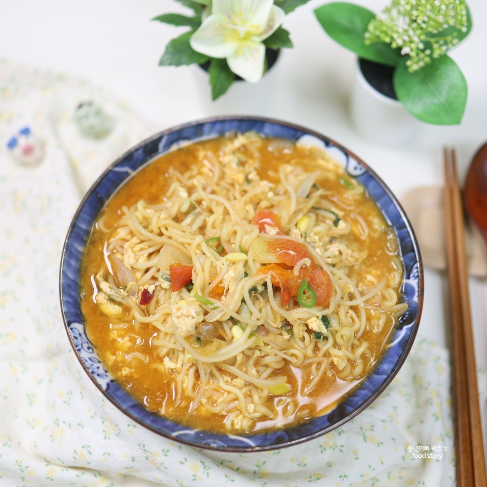 토마토 라면 맛있게 끓이는법 콩나물 해장라면 레시피