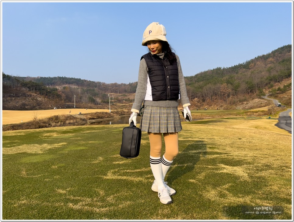 여성 골프파우치 넉넉한 수납 깔끔한 커스텀볼트 더블포켓 골프가방