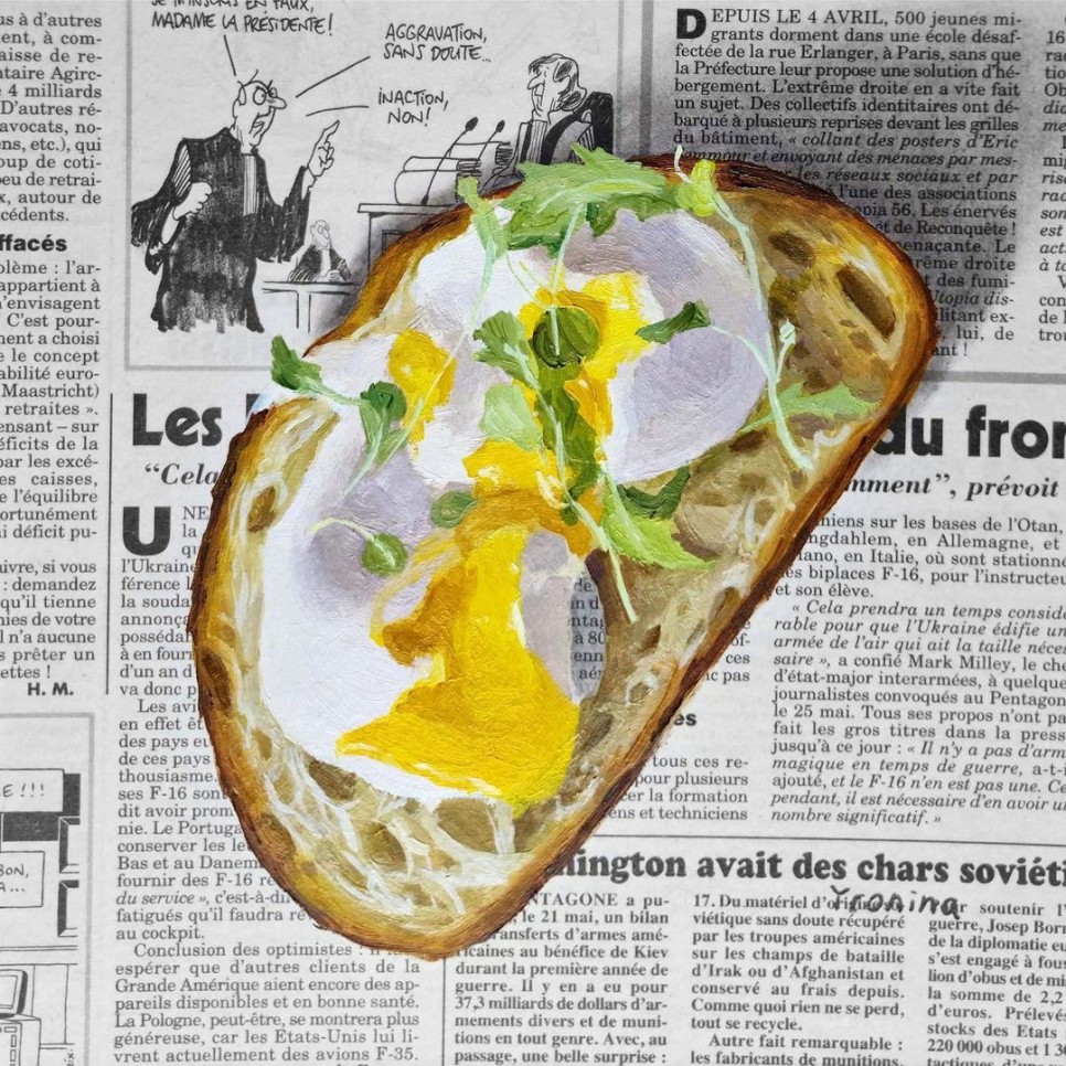 신문 위에 음식 그림, 맛있는 주방 식탁 인테리어 그림액자