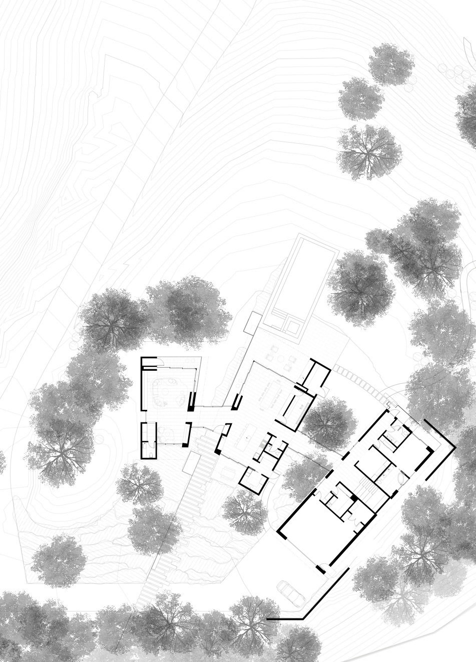 거실동-주방동-침실동을 복도로 이은 동판 마감 주택, Madrone Ridge by Field Architecture