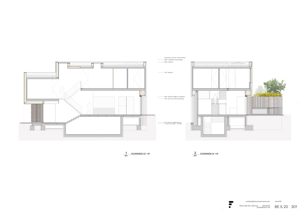 지형 따라 스킵 플로어 구조로 지은 평지붕 주택, Villa K340 by François Verhoeven Architect