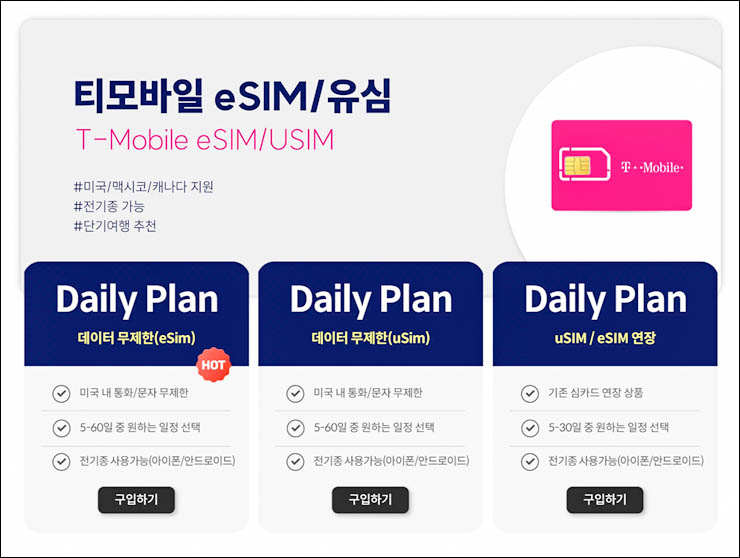 미국여행 준비물 미국 유심 eSIM 유심칩 구매 가격 후기