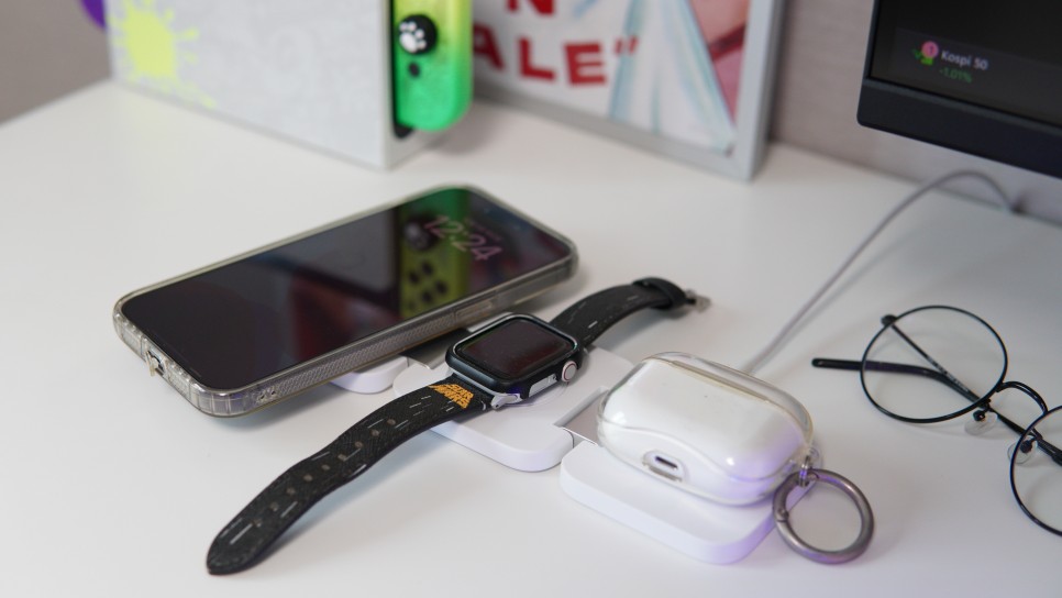 폴듀오 아이폰 맥세이프 3in1 무선충전기 후기, 애플워치 에어팟 고속 충전 가능