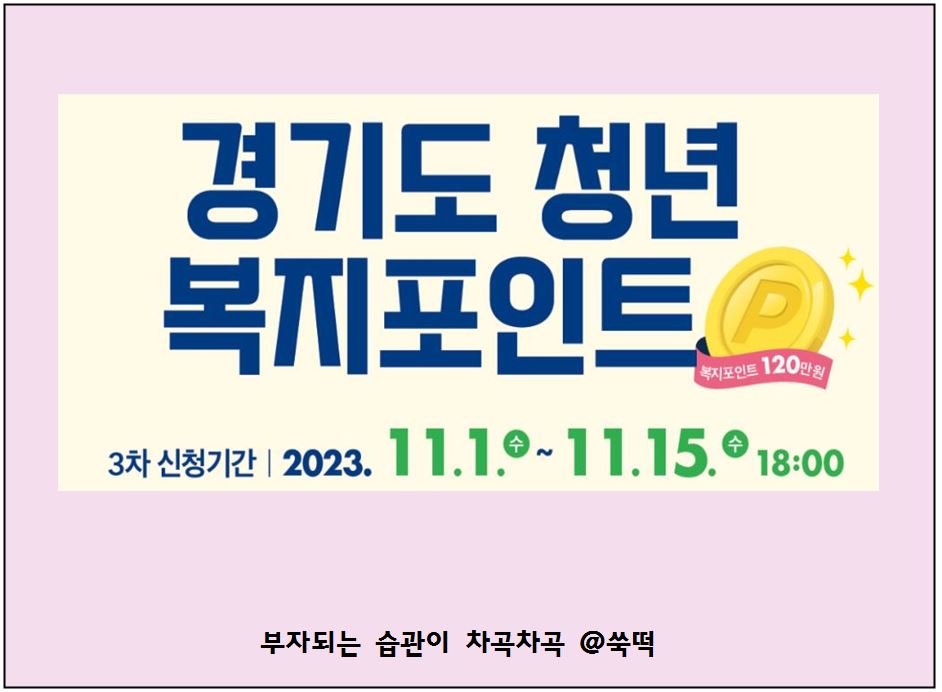 경기도 청년복지포인트 3차 모집