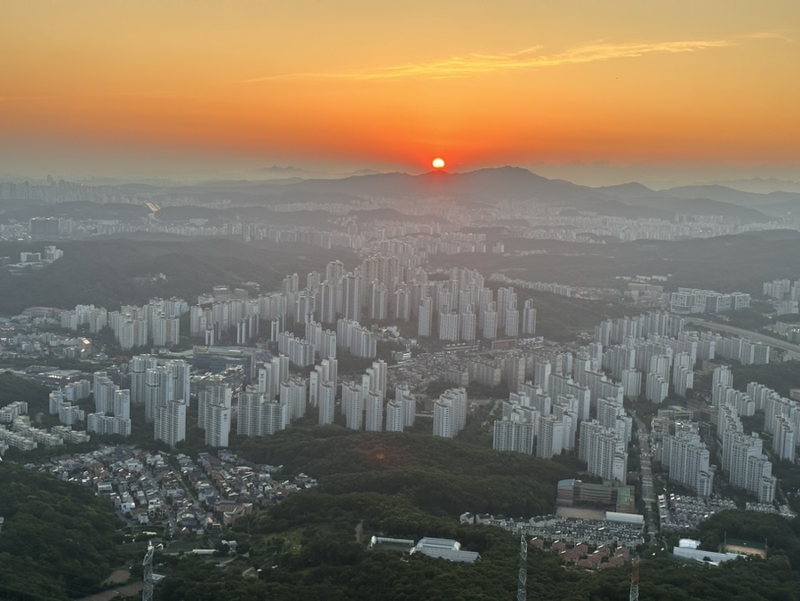 용인 석성산 등산코스 백현고등학교 동백순환산책로 갈림길 정상